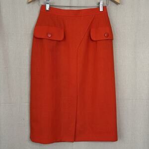 Vintage Caroline Rohmer Pencil Skirt Women Small Orange Librarian Chic Secretary